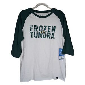 Frozen Tundra Lambeau Field Green Bay T Shirt Youth XL Raglan 3/4 Sleeve NWT NEW